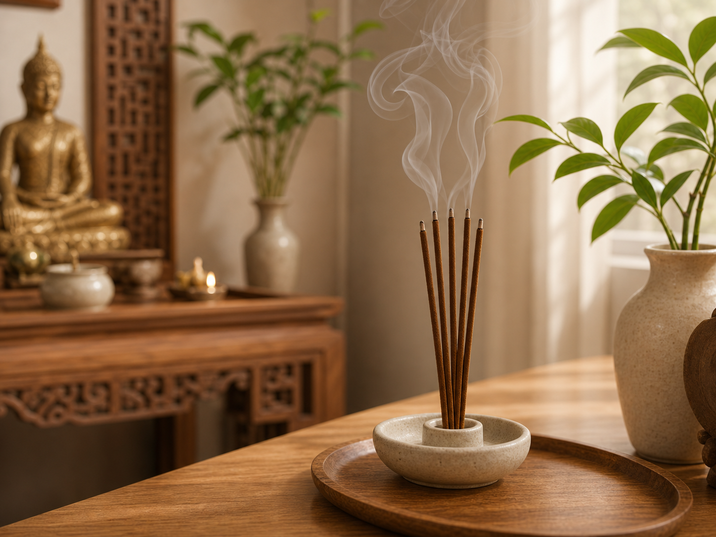 Thắp nhang EcoCane trong không gian gia đình